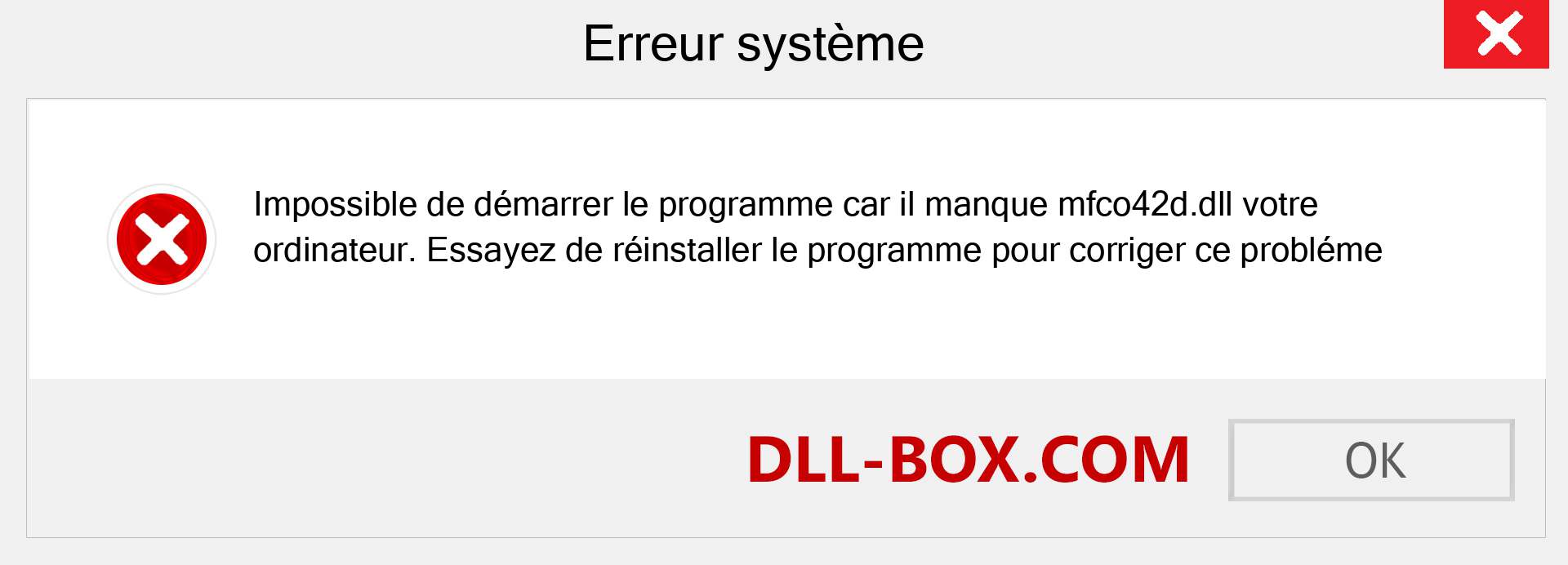 Le fichier mfco42d.dll est manquant ?. Télécharger pour Windows 7, 8, 10 - Correction de l'erreur manquante mfco42d dll sur Windows, photos, images