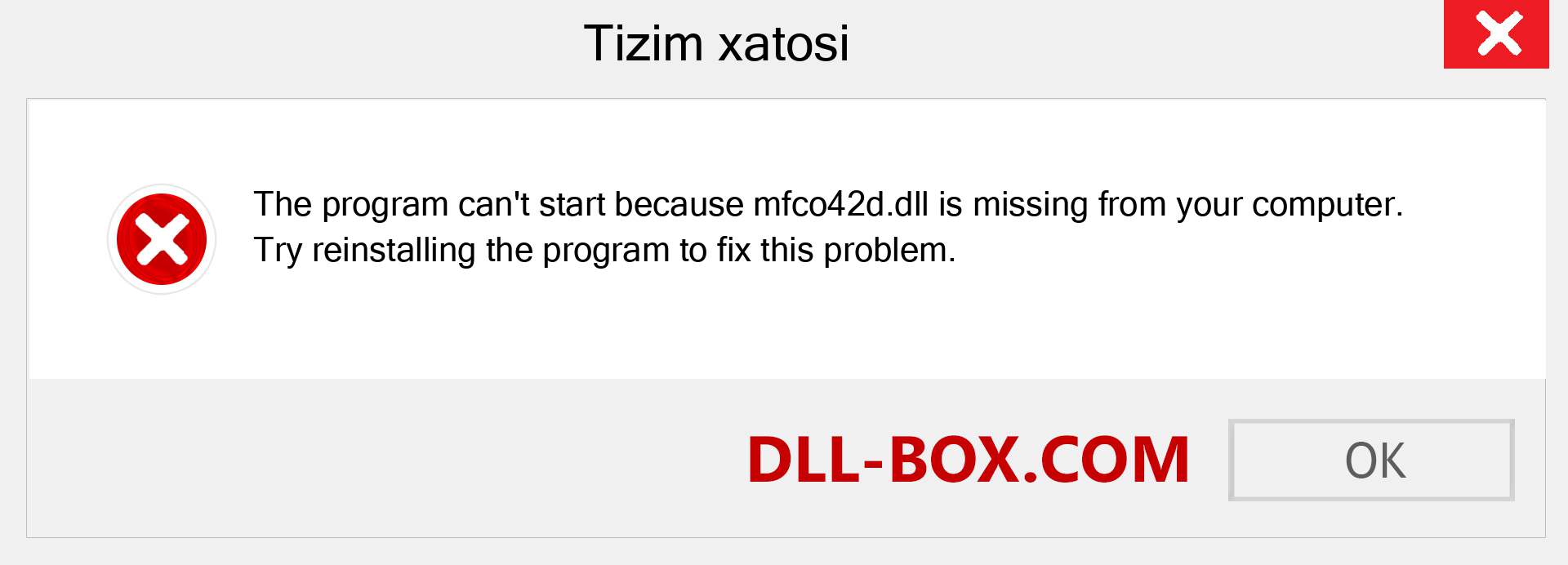 mfco42d.dll fayli yo'qolganmi?. Windows 7, 8, 10 uchun yuklab olish - Windowsda mfco42d dll etishmayotgan xatoni tuzating, rasmlar, rasmlar